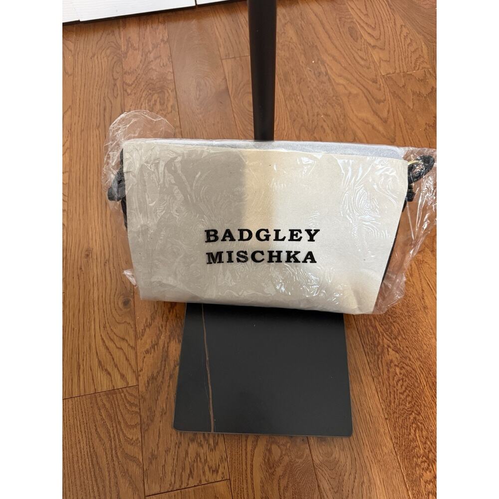 Badgley Mischka Vegan Leather Shoulder Bag Black Gold Hardware Large